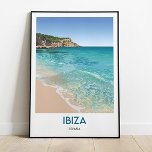 Ibiza - Póster enmarcado - Póster individual - Impresión digital - Póster de viaje - Playa Paraíso