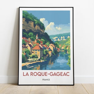 La Roque-Gageac - Cartaz - Ilustração - Dordogne - Sarlat-la-Canéda