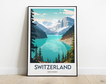 Póster suizo Oeschinen: paisaje de montaña - elección del marco de madera