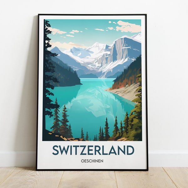 Switzerland Poster, Oeschinen, Travel Poster