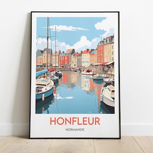 Honfleur, Normandía, Cartel de viaje, Puerto de Honfleur, Calvados