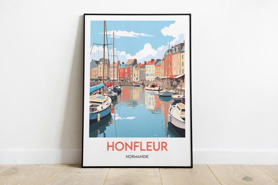 affiche honfleur vintage - ambiance bord de mer française