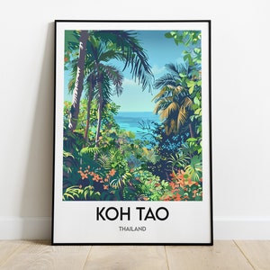 Póster de Koh Tao - Impresión de Koh Tao - Póster de viaje de Koh Tao - Marco de Koh Tao - Póster de arte mural de Tailandia - Decoración del hogar