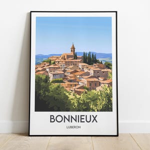 Affiche Bonnieux Luberon | Poster Voyage Illustration | Décoration Murale Provence | Cadeau Souvenir France | Art Mural Village du Sud