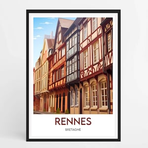 Rennes Poster - Minimalist Illustration of Rennes - France Travel Poster - Home Wall Decor - Rennes Poster.