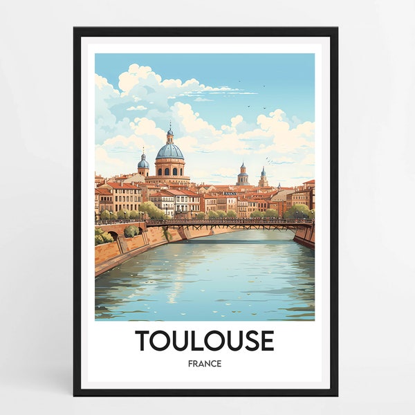 AFFICHE TOULOUSE - Affiche de voyage minimaliste - Décoration d'intérieur - Affiche Toulouse France