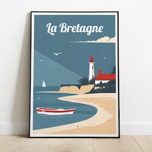 Bretaña, póster minimalista, impresión francesa, póster artístico