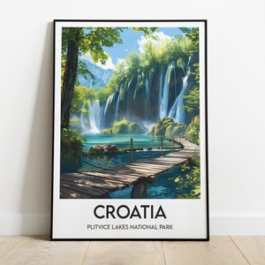 Póster de los Lagos de Plitvice - Póster de viaje a los Lagos de Plitvice - Decoración del hogar - Póster de los Lagos de Plitvice, Croacia