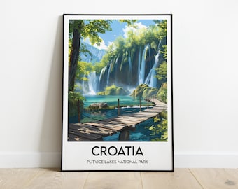 Plitvice Lakes Poster - Plitvice Lakes Travel Poster - Home Decor - Plitvice Lakes Croatia Poster