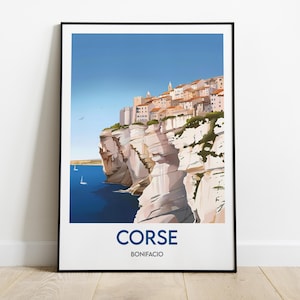 Korsika-Plakat, Bonifacio, Illustration, Wandkunst, Innendekoration