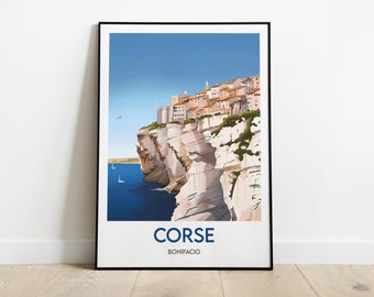 Póster de Bonifacio Corsica: Arte mural de viaje lleno de color