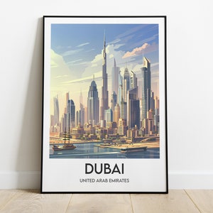 Dubai | Emirates City | United Arab Emirates Poster | Illustration |  Holidays souvenir | Entrepreneur gift