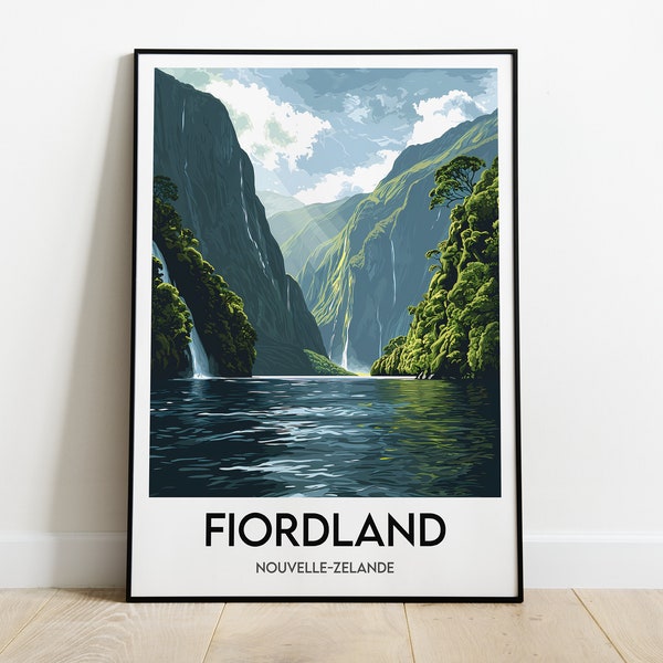 Poster Fiordland - Nouvelle Zélande - Affiche de voyage Fiordland