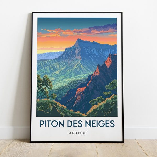 Piton des neiges, La Réunion Art Poster Print, Wall Art, Home Décor, Travel gift