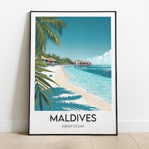 MALDIVAS | Océano Índico | Cartel de viaje | Impresión de viaje | Ilustración |