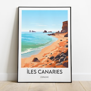 Kanarische Inseln, Spanien, Poster, Souvenirposter, Minimalistische Illustration