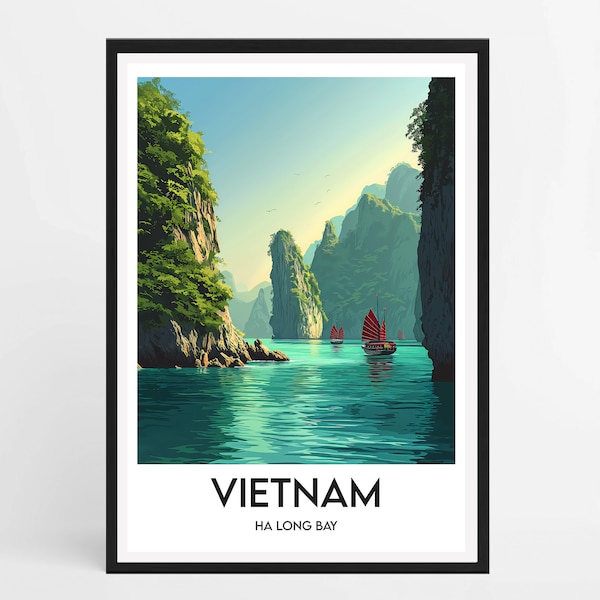 Affiche Vietnam - Affiche de voyage Vietnam - Décoration d'intérieur - Affiche Vietnam Ha Long Bay