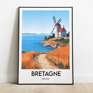 Póster de Bretaña - Ilustración minimalista de Bretaña - Póster de viaje a Francia
