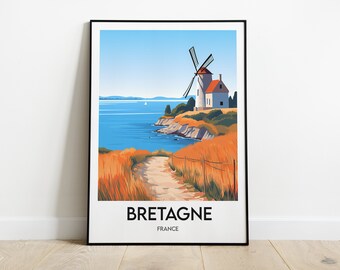 Bretagne Poster - Illustration minimaliste de la Bretagne - Affiche de voyage France