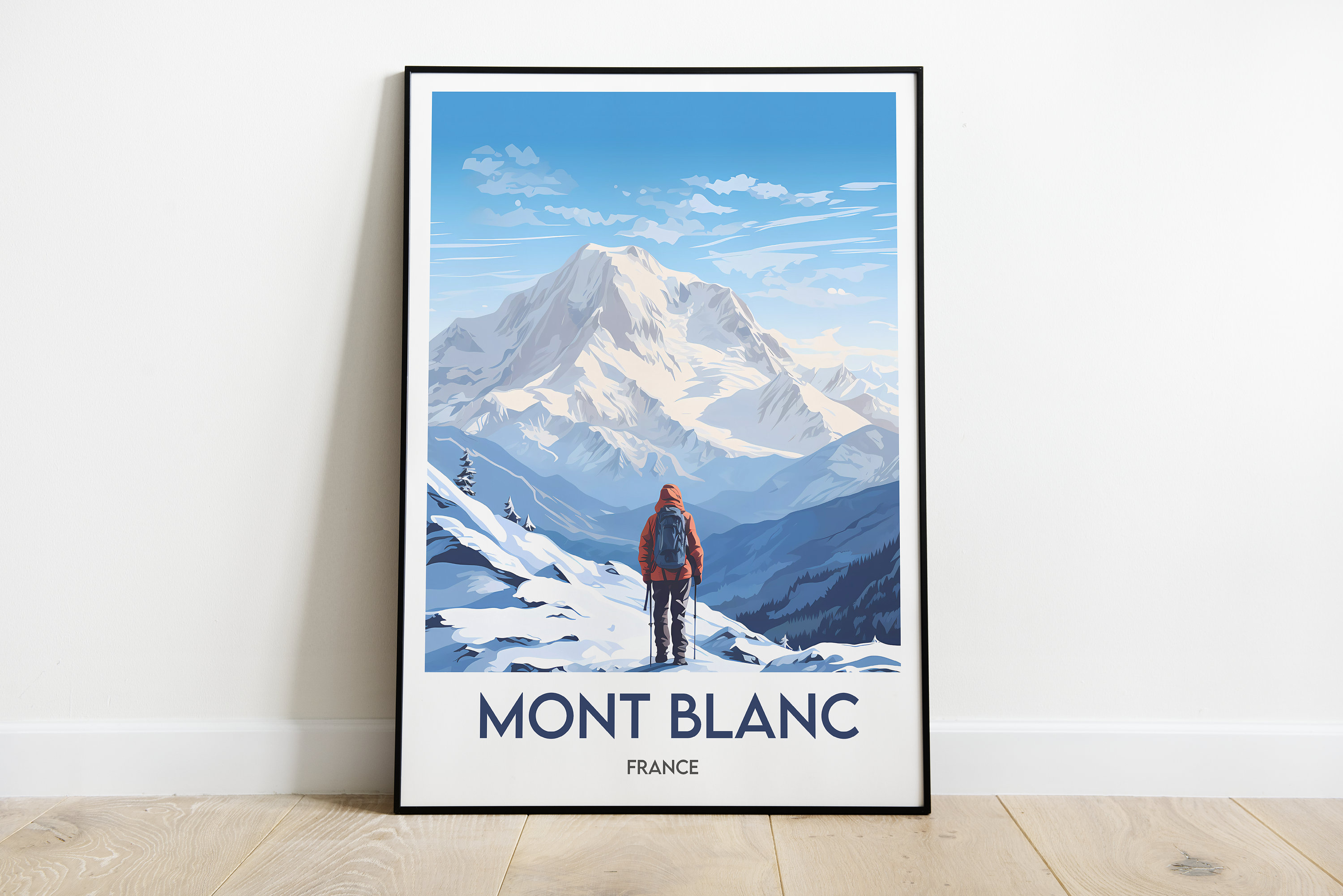 Tableau Toile Mont Blanc - Impression D'art Moderne 40x60 Cm - Décoration Murale Salon Chambre - Cadre En Pin - 7