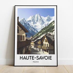 Affiche Haute-Savoie | Village alpin | Poster montagne France | Illustration Alpes | Déco murale chalet ski | Cadeau Savoie - Art print