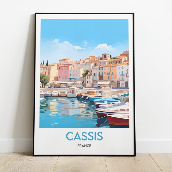 Cassis - Poster - Illustration minimaliste de Cassis - Affiche de voyage France - Décoration murale d'intérieur