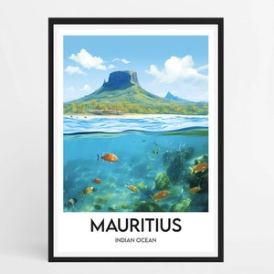 AFFICHE ÎLE MAURICE - Affiche de voyage minimaliste - Décoration d'intérieur - Affiche Mer Île Maurice