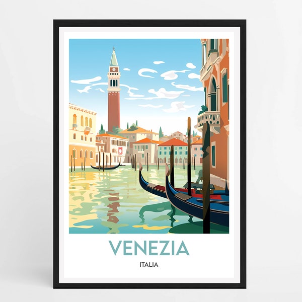 Affiche encadrée Venise | Cadre de voyage Venise | Illustration Venise | Affiche cadre Italie