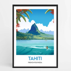 Tahiti Poster - Minimalist Travel Poster - Home Decor - French Polynesia Poster - Tahiti