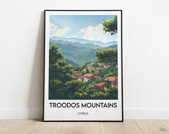 Pôster das Montanhas Troodos de Chipre: arte de parede para viagem