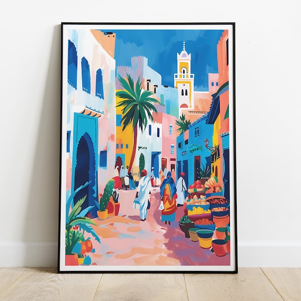 Marrakech | Gouache painting | Morocco poster print | Wall Art Marrakech | Home Decor