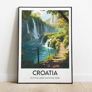 Póster de los Lagos de Plitvice - Póster de viaje a los Lagos de Plitvice - Decoración del hogar - Póster de los Lagos de Plitvice, Croacia