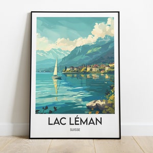 Lago Lemán, Suiza, Póster de viaje, Turismo, Recuerdo