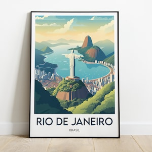 Affiche Rio de Janeiro - Illustration minimaliste de Rio de Janeiro - Affiche de voyage Brésil - Décoration murale d'intérieur - Poster Rio