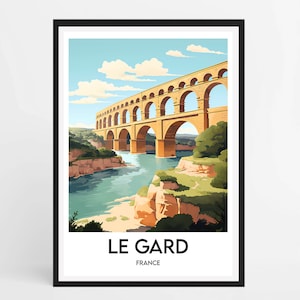 Framed poster Le Gard | Frame Le Gard | Illustration Le Gard | Frame poster France Pont du Gard