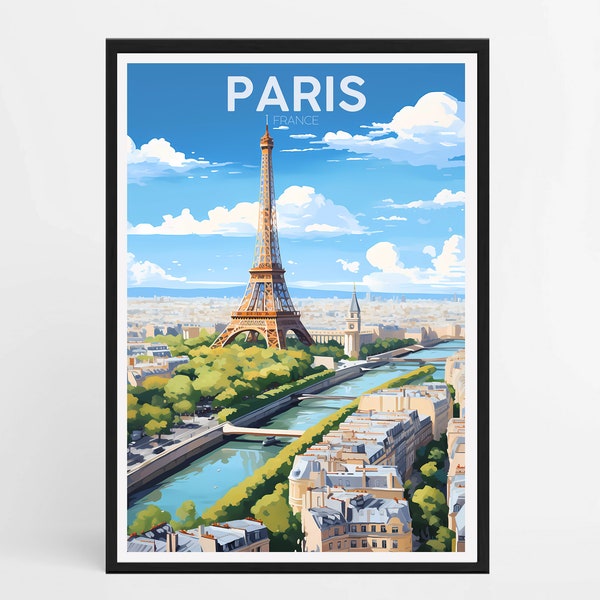 AFFICHE PARIS - Affiche de voyage minimaliste - Décoration d'intérieur - Affiche France - Paris - Tour Eiffel