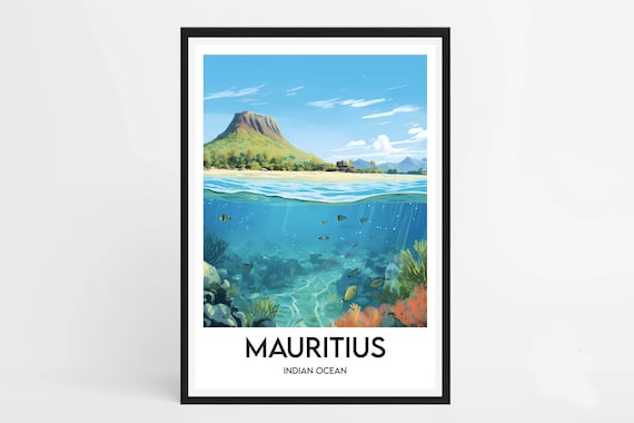Affiche Minimaliste Île Maurice : Art de Voyage Élégant