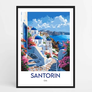 Santorini Poster - Santorini Travel Poster - Greece Poster - Santorini Wall Decor - Oia Poster
