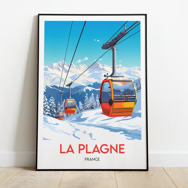 La Plagne, France, Affiche, Poster de voyage, Sports d'hiver, Affiche ski