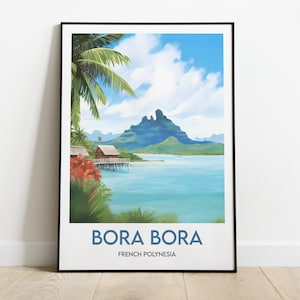 Póster de Bora Bora - Póster de viaje minimalista - Póster de la Polinesia Francesa - Póster de Tahití