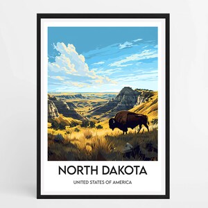 Póster de Dakota del Norte - Póster de viaje de Dakota del Norte - Póster turístico - Decoración del hogar - Póster de Estados Unidos