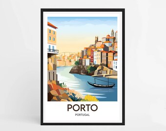 Dekorativ affisch med Porto - Portugal-affisch - Portugal-souvenir
