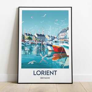 Lorient Bretaña | Cartel de viaje ilustrado | Dibujo de cartel de Lorient
