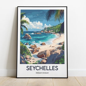 Póster Seychelles - Impresión Seychelles - Póster de viaje Seychelles - Póster enmarcado