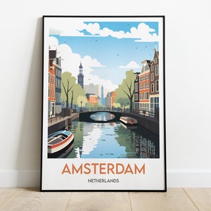 Amsterdam Poster - Minimalist Wall Art - City Illustration - Contemporary Wall Decor - Gift for Travelers