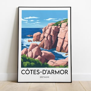 Póster de Côtes-d'Armor - Póster de Bretaña - Costa de granito rosa