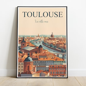Poster Toulouse - Affiche Toulouse - La ville rose - Poster de voyage