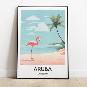 Poster Aruba | Affiche de voyage Aruba | Illustration Aruba | Affiche Antilles Néerlandaises