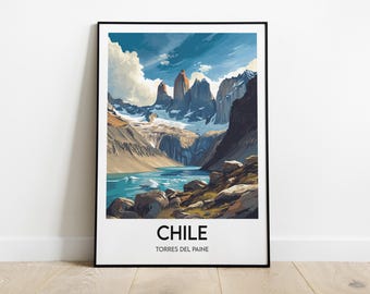 Torres del Paine Poster, Chilenische Landschaft (Wanddekoration)