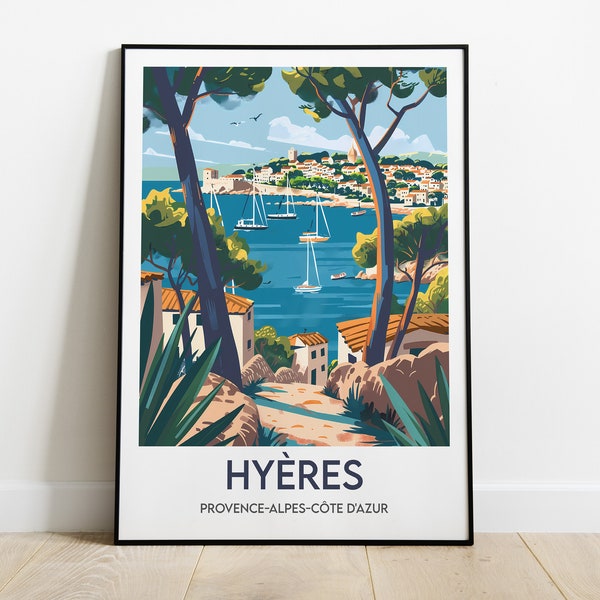 Hyères - Affiche poster - Illustration - Travel Poster - Travel Print
